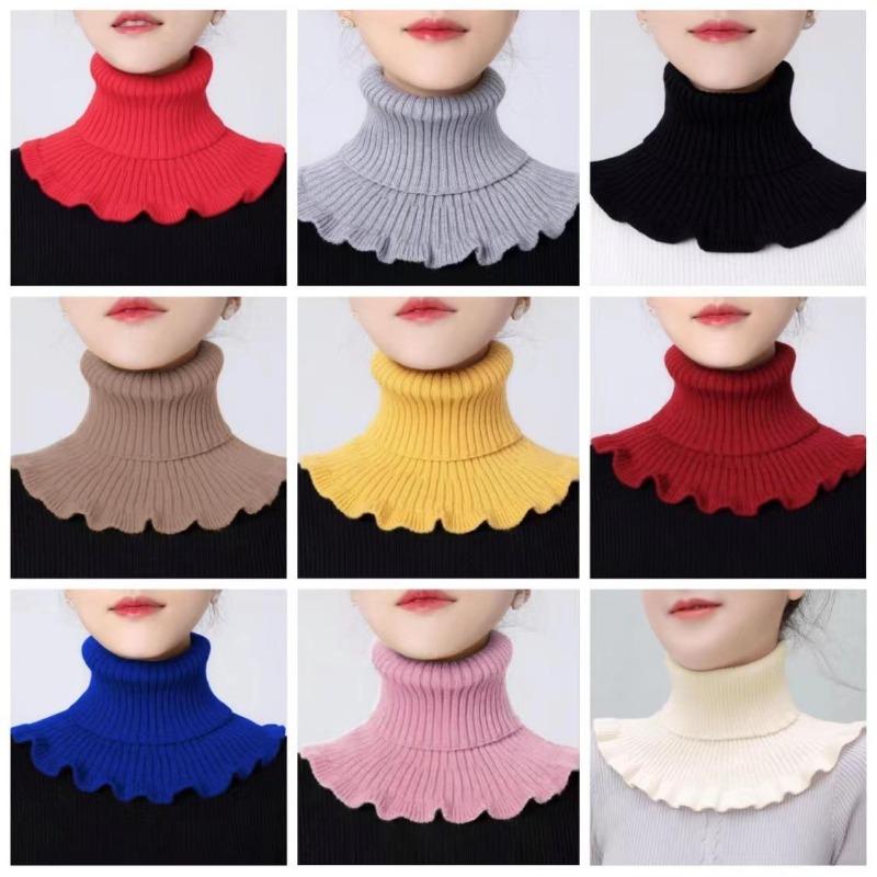 New Autumn And Winter Women'S High Neck Knitted Neck Cover, Fake Collar Scarf Scarf Scarf, Solid Color Versatile Warm Neck Protector