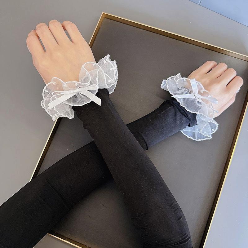 

Сладкий локоть Длинные рукава с оборками для защиты от солнца Ткань Эластичные Водительские перчатки без пальцев Аксессуары для костюмированных вечеринок