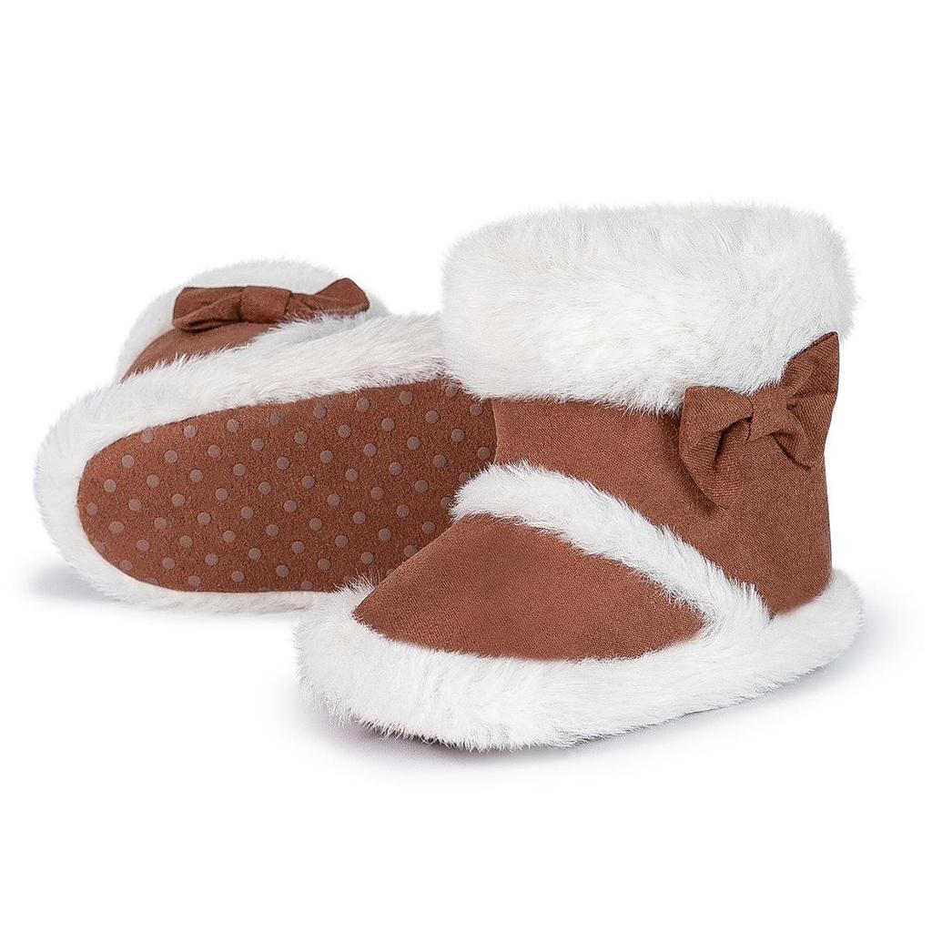 2025 Herbst/Winter Kleinkind Baumwollstiefel: Mit Schleife, Mehrfarbig, Rutschfeste Weichsohle