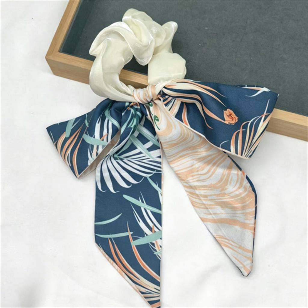 Silk Fabric Hair Scrunchie with Long Ribbon Bow Lightweight Elastic Hair Tie for Women and Girls Suitable for Various Hairstyles and Occasions