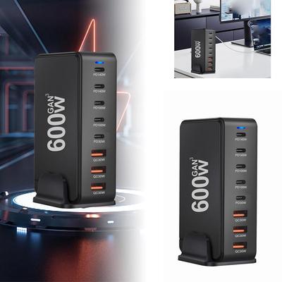 600W GaN 8-Port Ladegerät Typ C PD3.1 Adapter Schnellladestation für iPhone 16 15 Samsung Xiaomi Huawei Tablet Dropshipping