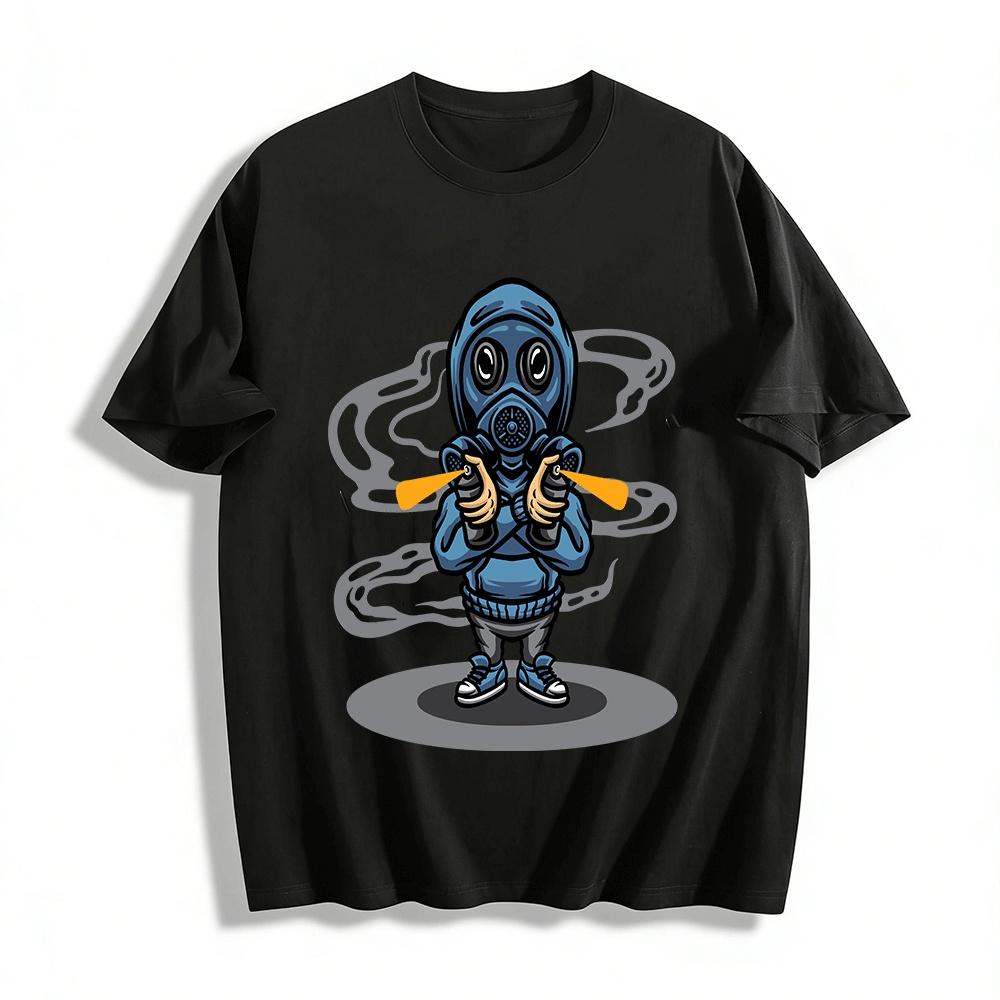 

Gas Mask Graffiti Print Hoodie Streetwear Hip Hop Top Pure cotton T-shirt 6XL