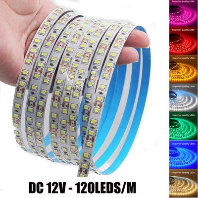 DC 12V 2835 120LEDs/M LED Strip Red/Blue/Pink/Yellow/I Blue/White/Green Home Decor Flexible Ribbon Tape Rope Light 5M/Roll