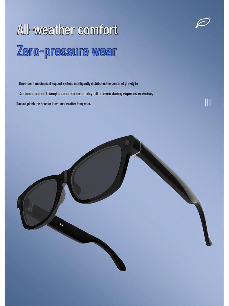 V03-T5 Smart Glasses: 800W Pixel Camera, Video Recording, Noise Reduction, AI Recognition, Real-time Translation