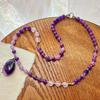 National Style Vintage High Quality Natural Amethyst Pendant Sweater Chain Autumn and Winter Long Necklace