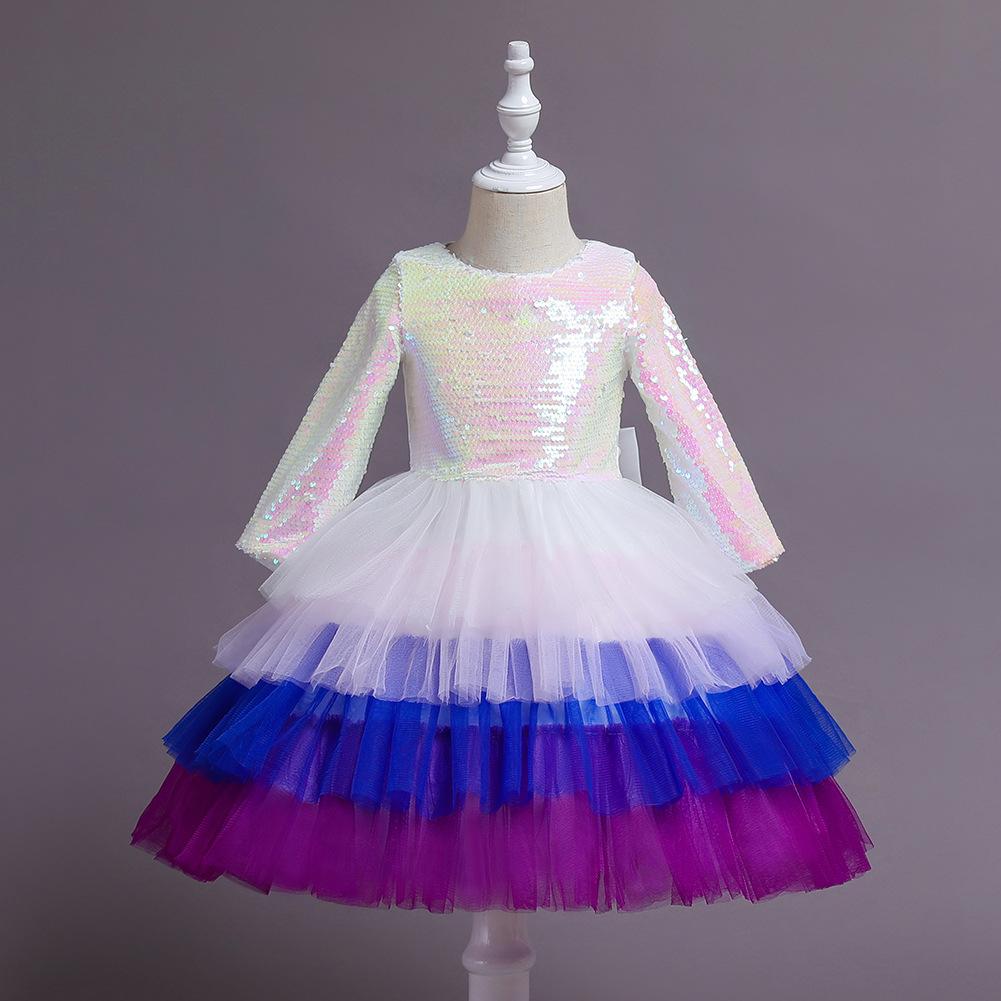 

Детские платья Платья принцессы для маленьких детей Блестки Выступательное платье Цветная юбка-торт Платья для вечеринок и банкетов 140cm белый
