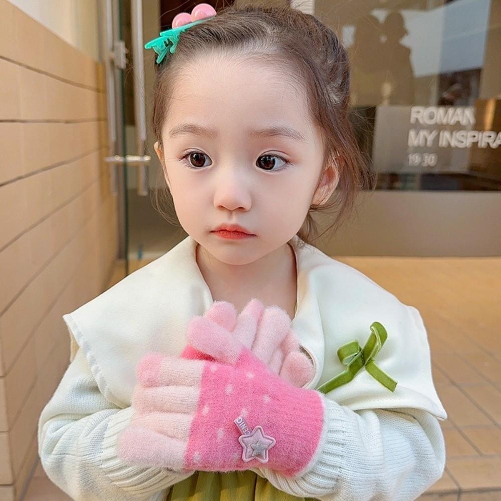 Cute Cartoon Knitted Gloves Thickened Children Full Fingers Gloves Winter Warm Outdoor Sports Windproof Gloves