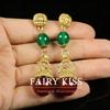 Medieval Retro Court-style Sweater Chain, Red and Green Agate Beaded Necklace, Earrings Set, Simple Versatile Autumn Win