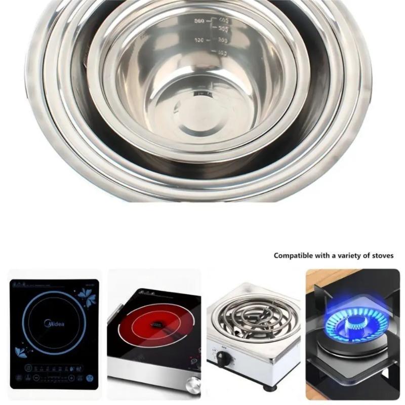 Stainless Steel Mixing Bowls Portable Kitchen Cooking Nesting Storage Bowls for Home Outdoor Camping Accessories