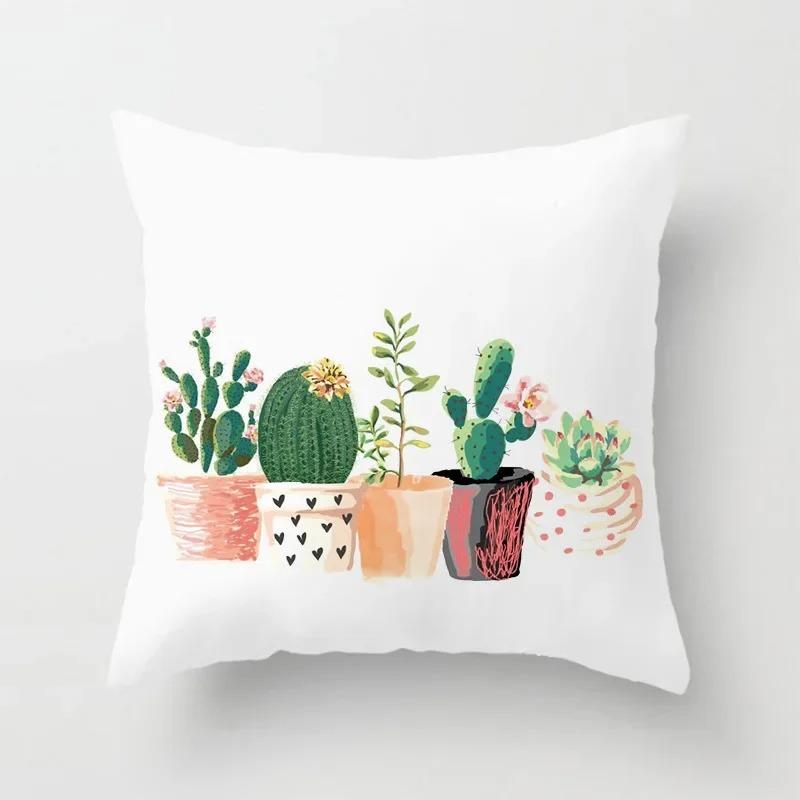 Tropical Green Plant Pillowcase Colorful Tree Pattern Creative Cushion Vitality Natural Style Sofa Decoration Pillow