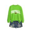 Womens Casual Round Neck Long Sleeve Cotton Sweatshirt With Football Mom Print - Loose Fit Plus Size S-XXL
