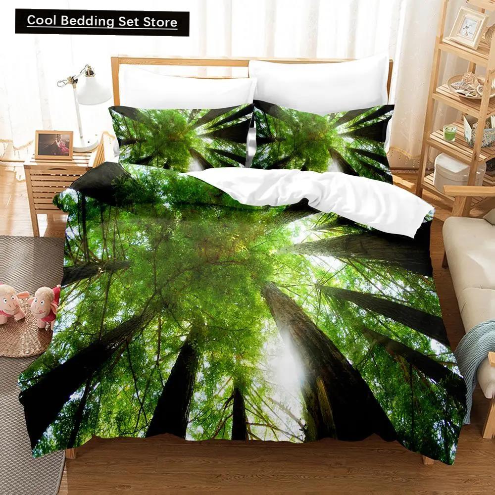 Comforter Natural Landscape Blue Sky Lawn Flower Double Queen King Size 2/3Pcs Polyester For Kids Teens Adults