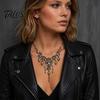 Acessórios Estética Escura Colar com Pingente de Caveira e Borla Multicamadas Vintage, Pulseira Colar de Terror para Dama Joias Fashion Ousadas para Mulheres, Gótico Halloween