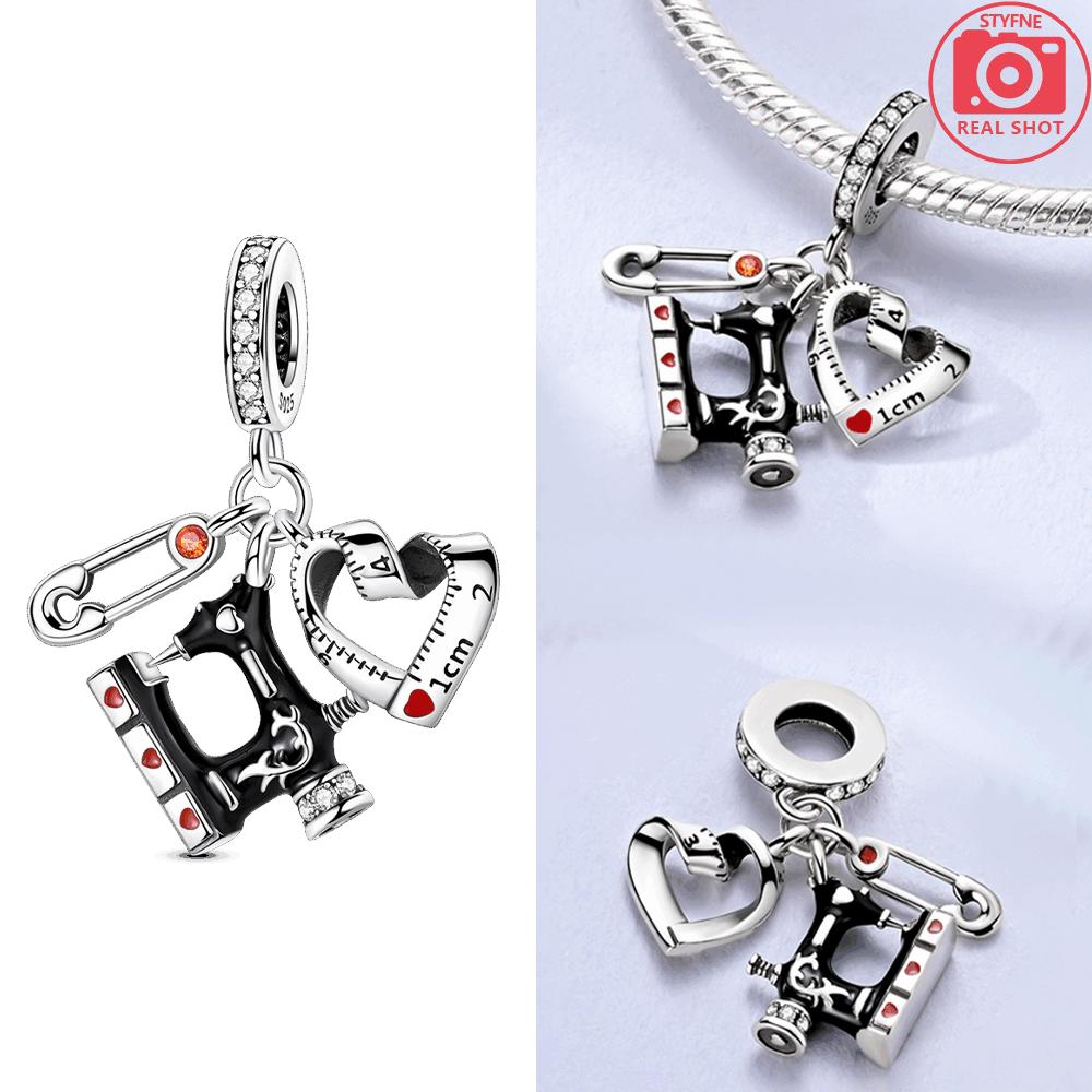 

Charms Copper Sewing Machine Flexible Tape Clip Pendants Fit Charms Plata Original Bracelet Beads Women Jewellery Making