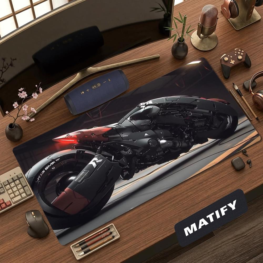 Cyberpunk Racing XXL Gaming Mouse Pad Deskmat Non-Slip Rubber Keyboard Table Mat Modified Motorcycle Pc Gaming Desk Mats Gamer