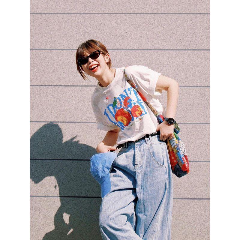 

Plus-Size Women s Youthful Letter Print Drop-Shoulder Oversized T-Shirt, Spring/Summer Style, Relaxed Fit, Slimming, Comfortable Top for Women White [Pure Cotton] M [Recommendation 40-50kg]