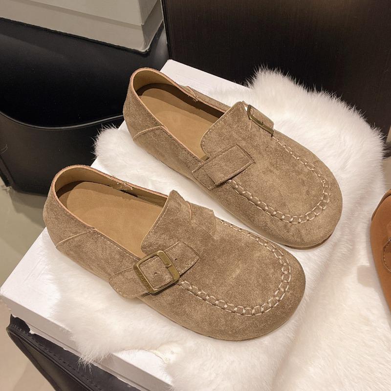 Fashion Women Single Shoe Suede Surface Soft Casual Spring Slip-On Lolita Shoes Cow Suede Flats Daily Flat Shoes Women's Loafers