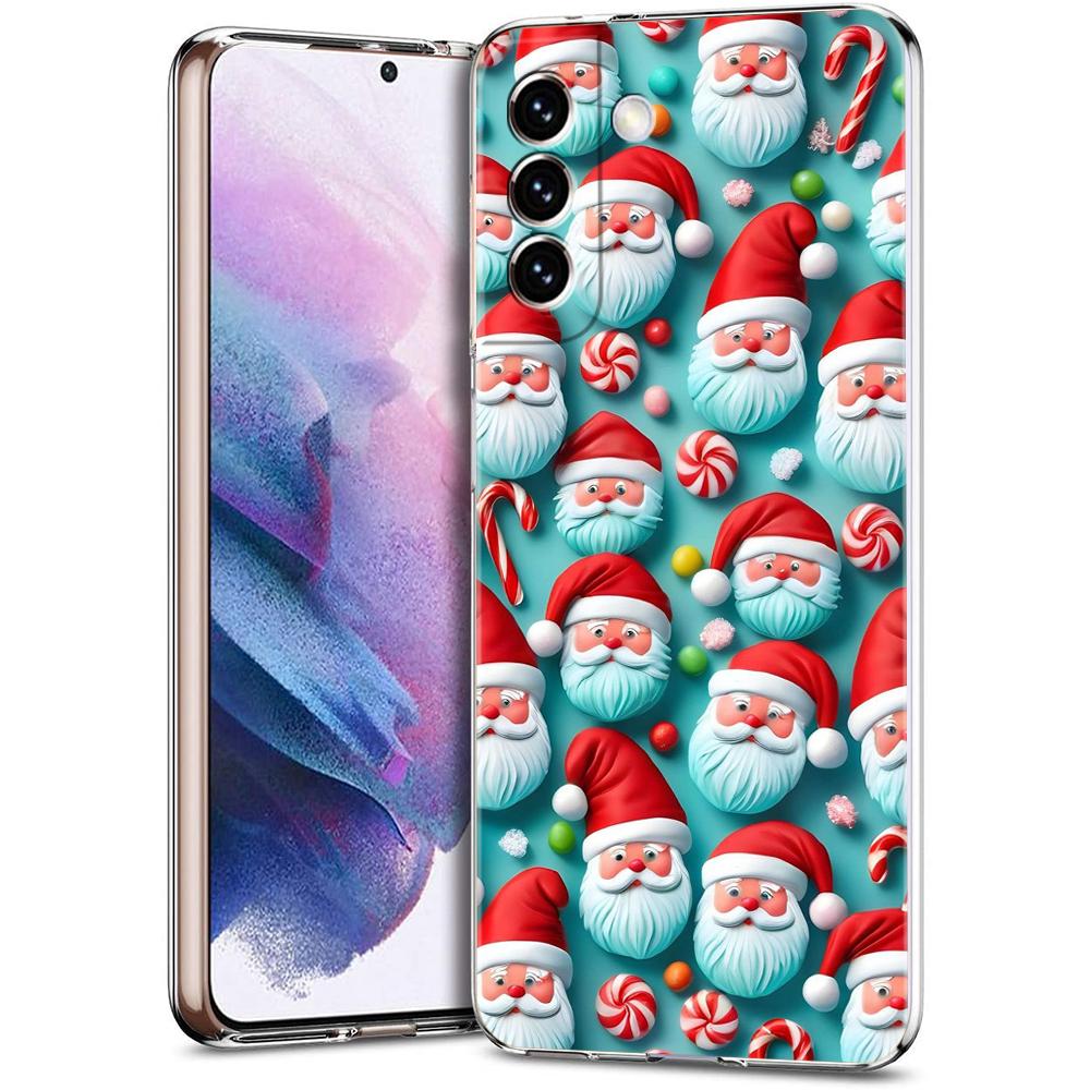 Transparent Phone Case Cover for Samsung Galaxy S25 S24 S23 S22 S20 S21 FE Ultra S24 S10 S10E Plus 5G New Year Christmas Pattern
