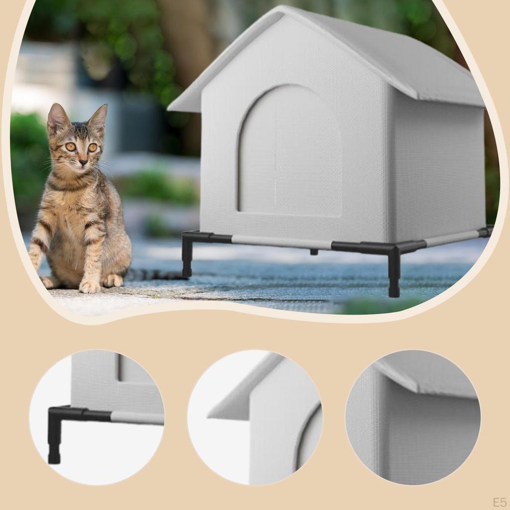 Cat House for Outdoor Cats Pet Protection Oxford Cloth Stray Shelter Elevated Garage