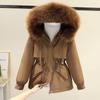 Women's Fall and Winter Long Parker Coat Loose Warm Large Size Warm Anti-jacket Hair Collar Hooded Jacket