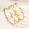 18K Gold Electroplated Stainless Steel Bracelet with Rhinestones and Eight-Pointed Star Design for Women