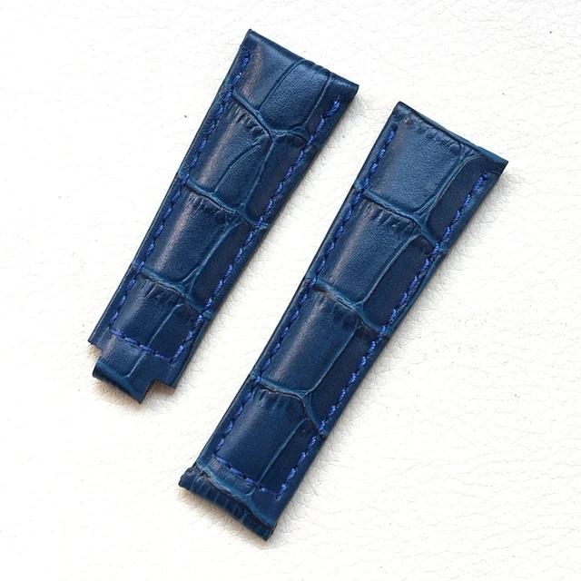 Genuine Leather Accessory for Rolex Daytona Datejust Black Green Submariner Long Wearing Comfort Folding Buckle Watchband 20mm