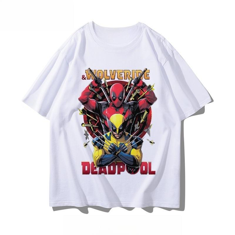 

Deadpool Short-sleeved T-shirt Men s and Women s Movie Wolverine Joint Summer Loose Half-sleeved Trend Sports Leisure Popular 3XL