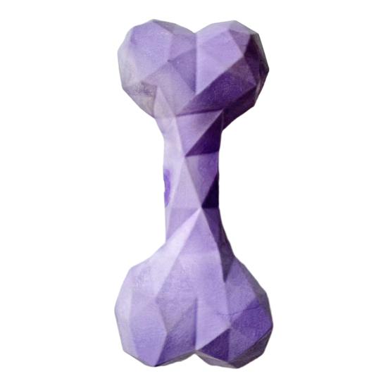 Faceted Bone Dog Toy Rubber Dog Chew Toy Teeth Cleaning Dog Bone Toy for Aggressive Chewers Puppy Teething Interactive Fetch Play