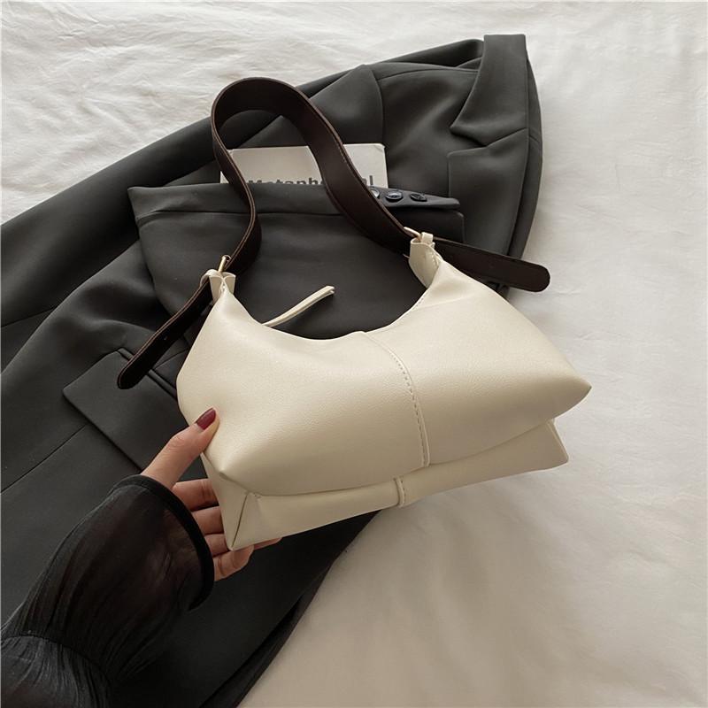 Solid Color Women Streetwear Inspired Soft Bag Stitching Accents Compartment