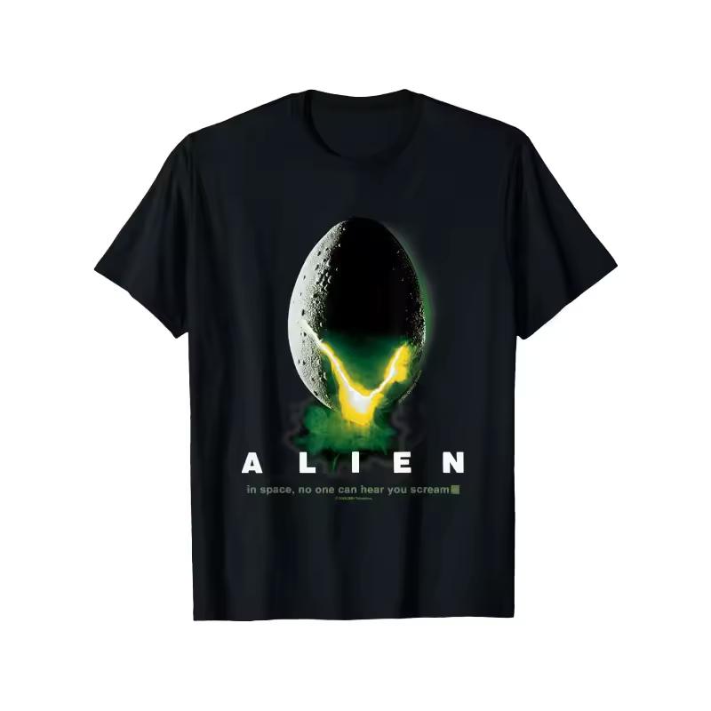 Alien Movie Pattern T-shirt, Sci-fi Horror Men's Summer New Item, Unisex Casual Fashion Harajuku Style T-shirt