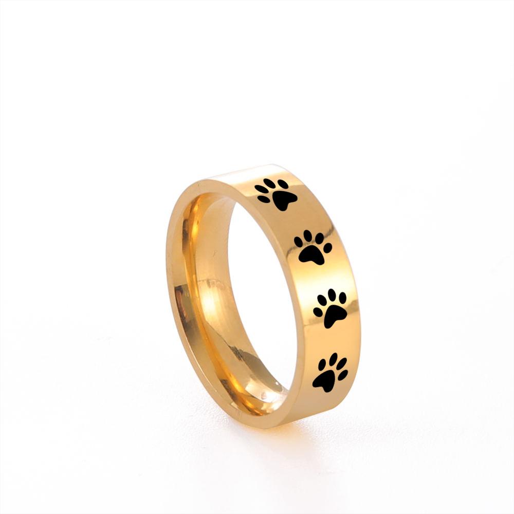 Cazador Cute Animal Paw Rings for Men Women Cat Footprints Finger Ring Stainless Steel Jewelry Birthday Mother Gift Wholesale