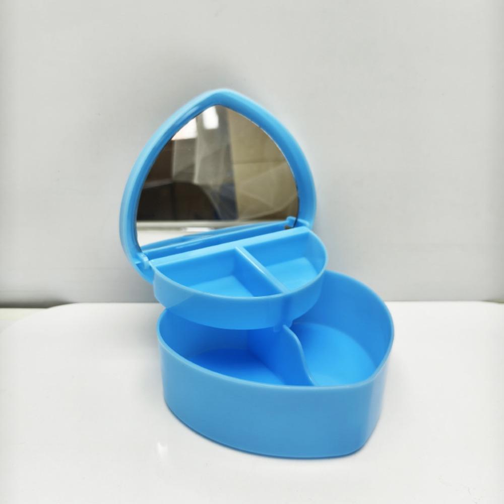 

Heart Shape Jewelry Box with Mirror Jewelry Case Boxes Large Capacity Make Up Container синій
