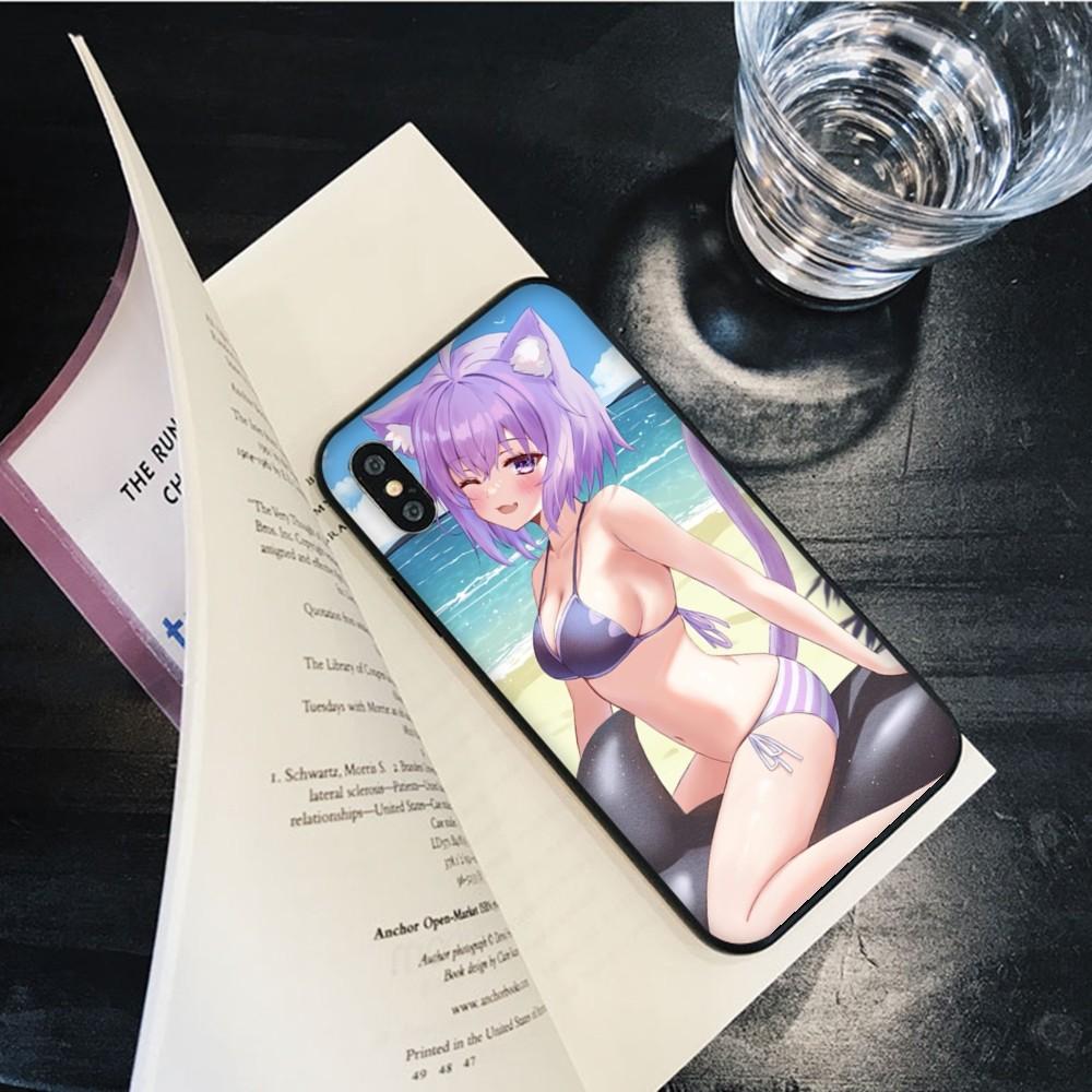 Kawaii Nekomata Okayu Phone Case for iPhone 15 8 7 6 6S Plus X SE 2020 XR XS 14 11 12 13 Mini Pro Max Mobile Case