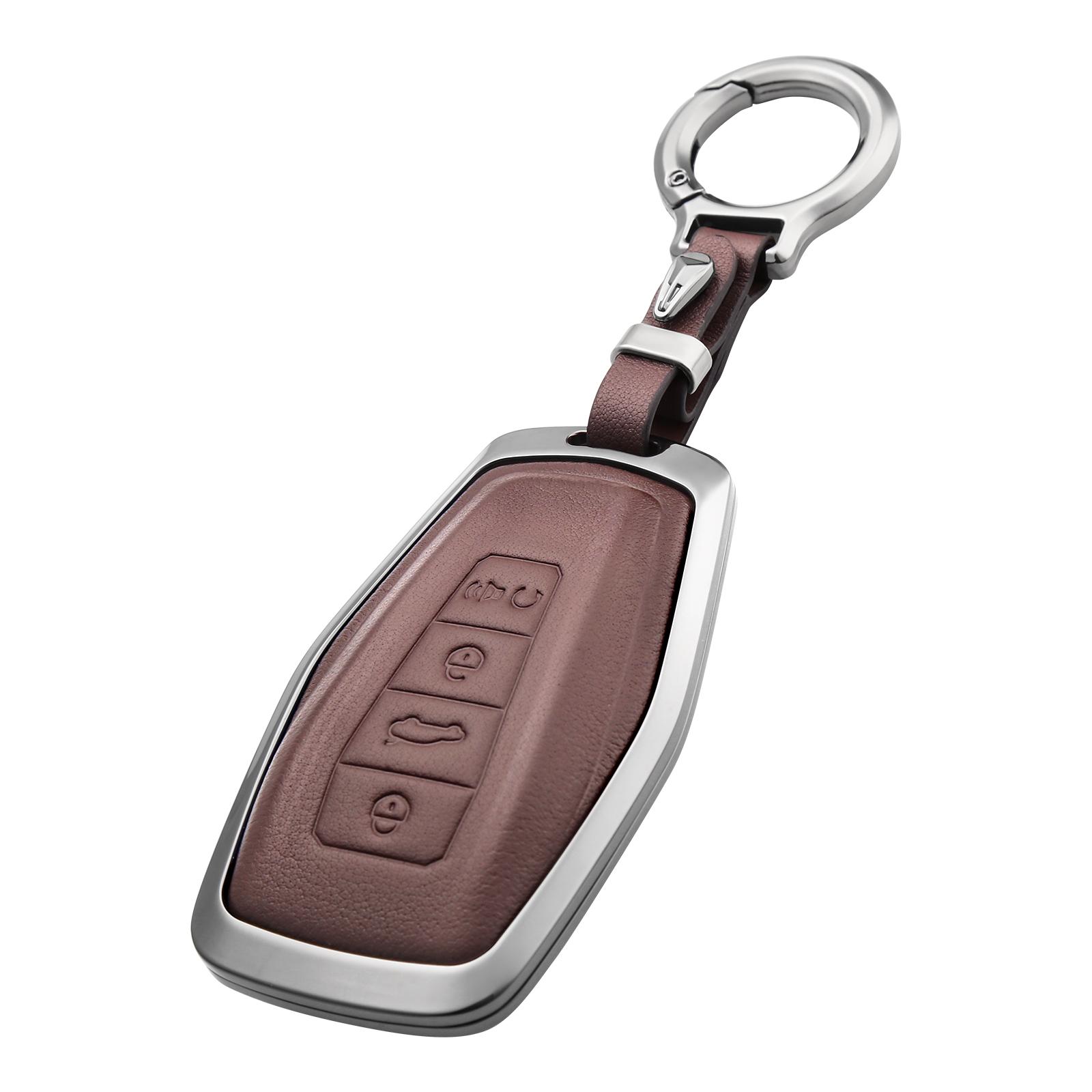 

Zinc Alloy Car Key Fob Cover Case Shell Holder Set For Geely Coolray X6 Emgrand Global Hawk GX7 Remote Accessories Keychain коричневий