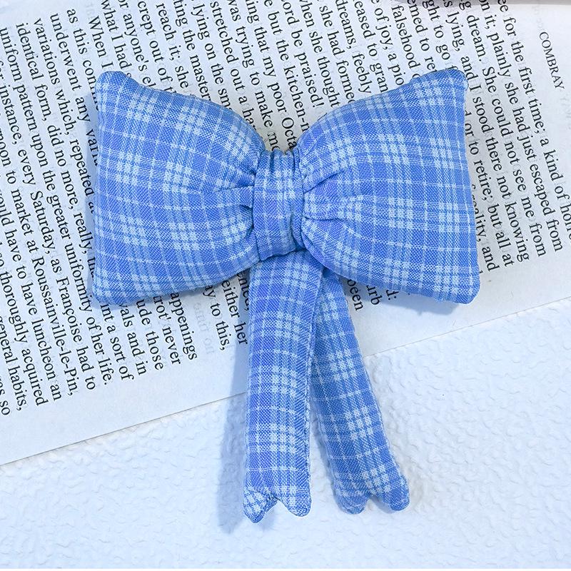 Cotton Plaid Bow Hair Accessories - 2026 Collection синий
