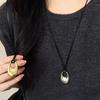 Fashion Silver Gold Bead Black Cord Necklace Unisex Geometric Pendant Minimalist Long Chain for Women Men Layering Jewelry