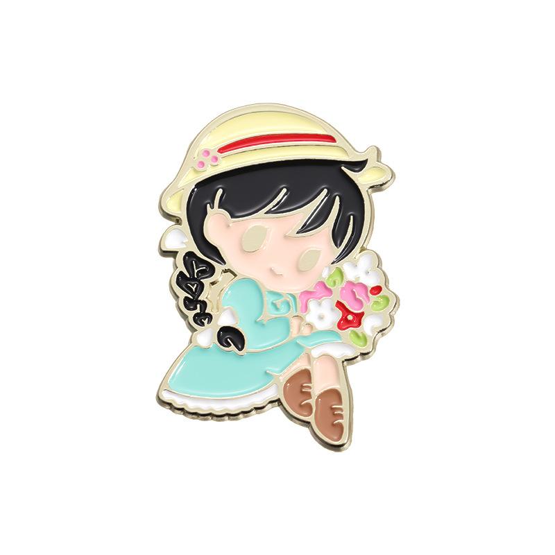 

Girl Charming Anime Style Metal Brooch Colorful Fun Badge For Unique Statements Fashion