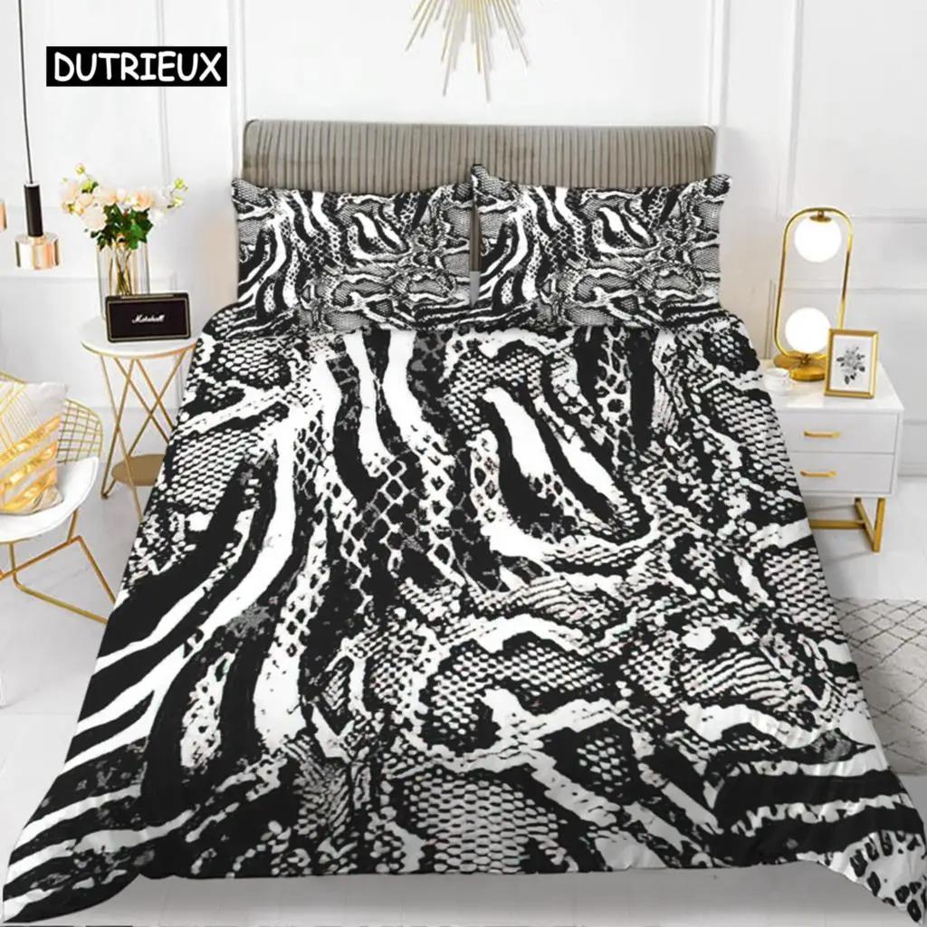Zebra Print Duvet Cover Set King Polyester Red Black Stripes Bedding Set Wild Animal Zebra Wildlife Skin Quilt Cover for Girls