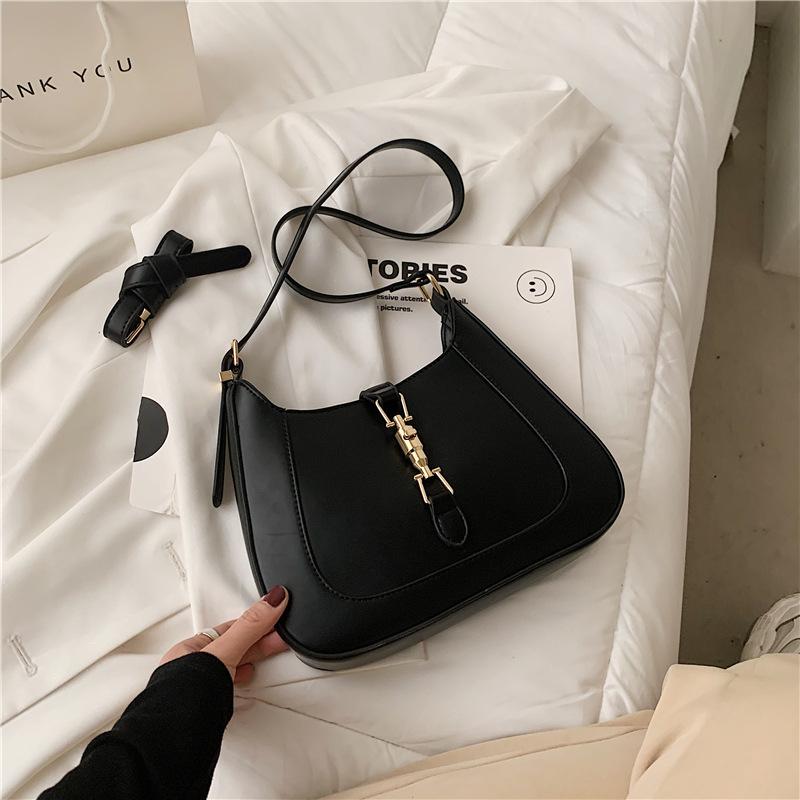 2025 New Fashion Crossbody Niche Simple Texture Portable Baguette Bag Underarm Women's Bag Lock