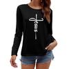 Tshirts For Women Long Sleeve,Round Sleeve Vertical Cross Casual Graphic Shirt,