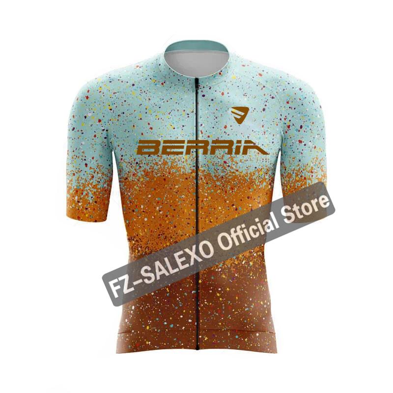 BERRIA Cycling Jersey Set 2024 Summer Men Star Point Cycling Clothing Short Bike Jersey Breathable Racing Sport Bicycle Jersey