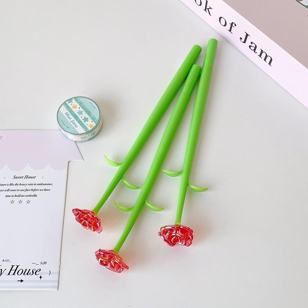 Quick-dry Rose Gel Pen Simulation Flower Writing Pen Multifunctional Ballpoint Pen  Gift