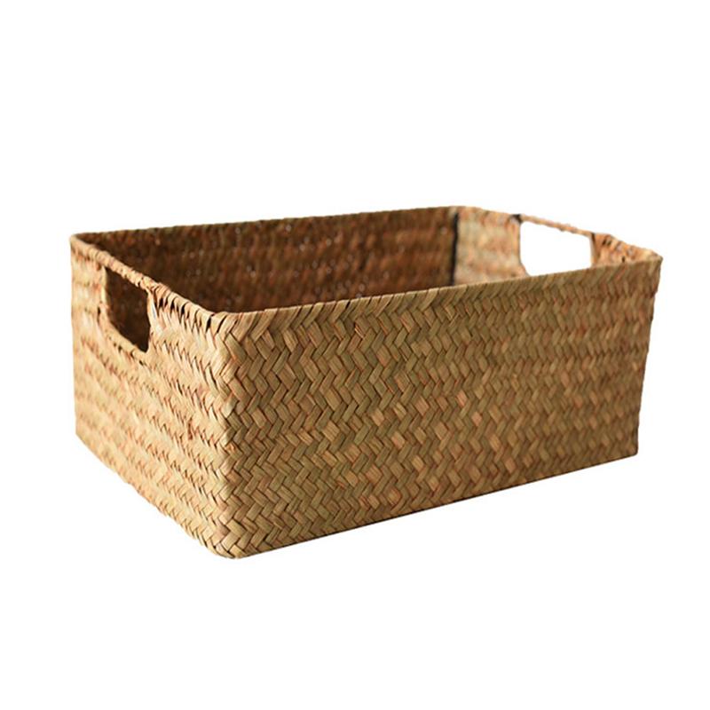 Natural Large Woven Seagrass Basket Of Straw Wicker For Home Table Fruit Bread