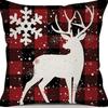 Christmas Pillowcase Linen Print Elk Snowman Home Decoration Sofa Cushion Cover