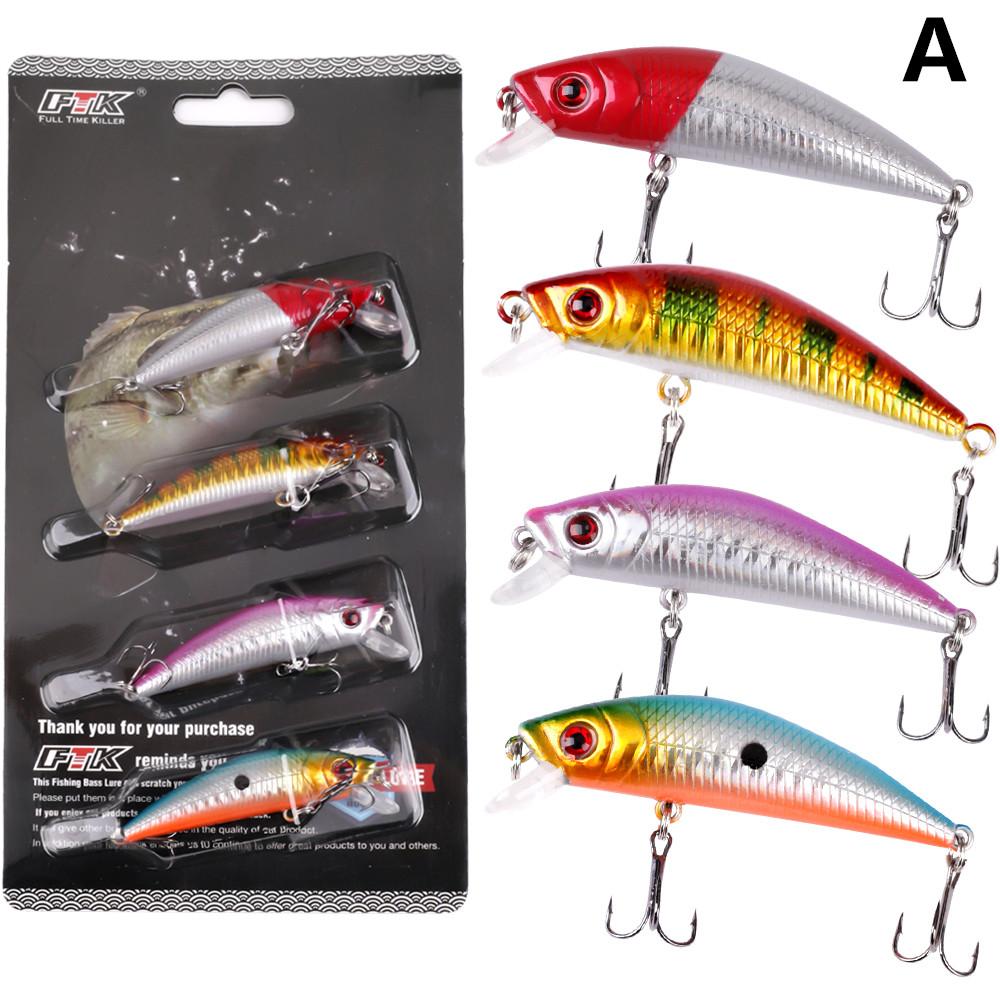 

4 шт. 9 см/3,54 дюйма 6,9 г/0,234 FTK 4 цвета воблер гольян рыболовная приманка бионическая приманка для окуня и щуки 9CM/3.54inch-1#