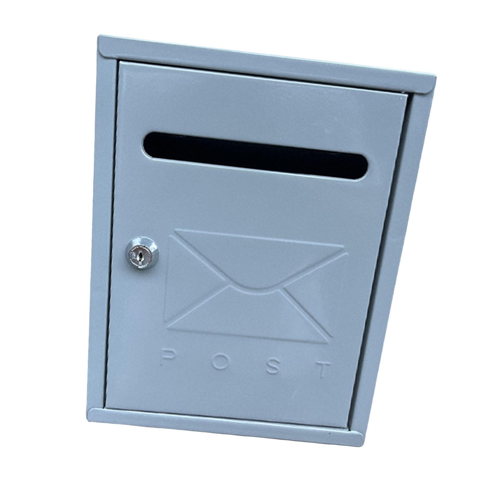 

Outside Wall Mount Mailbox with Key Lock Heavy Duty Multipurpose 8.5x12x2.8inch Metal Drop Box for Newspapers Large Capacity серый