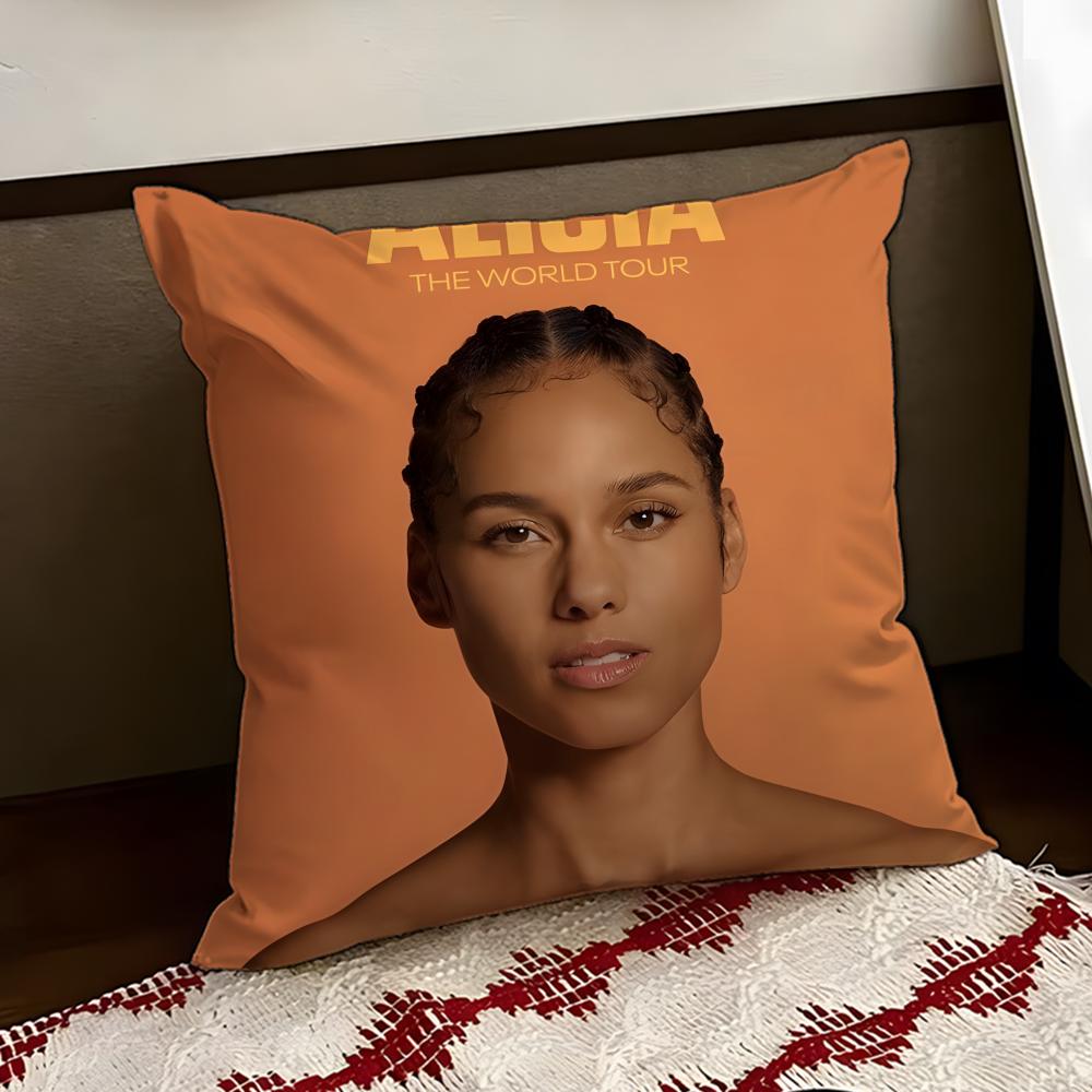singer AAlicia Keys Cushion Cover Reversible Soft Durable Pillow Cover Home Car MultiScene Use for Daily Comfort