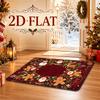 2D Printed Pattern Christmas Holiday Decorative Doormat, Soft Flannel Material, Featuring Christmas Wreath, Santa Claus, Snowman, Reindeer, and Ginger
