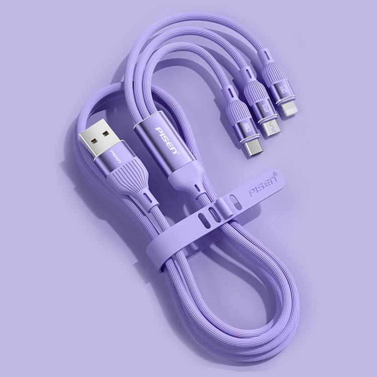 PISEN 3-in-1 6A Fast Charging Silicone Cable with PD