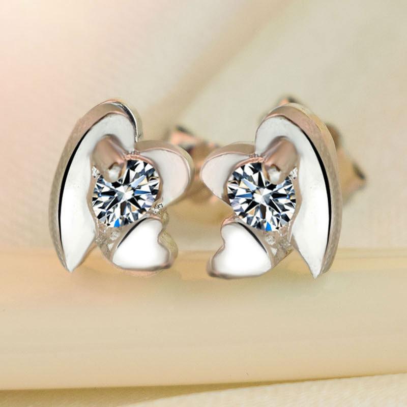 Fashionable Heart Stud Earrings for Women - Korean Style Simple Heart Sweet Luxury Jewelry